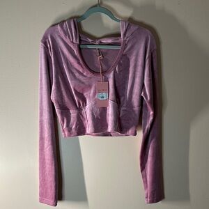 Jordan Women's Pink Velvet Cropped Hoodie